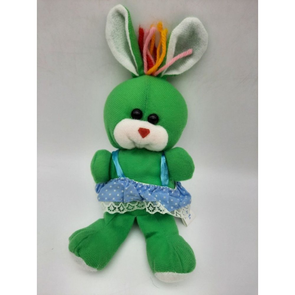 Vintage Dan Brechner Green Bunny Rabbit Plush Stuffed Animal Toy 7"
